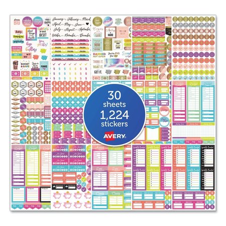 Avery Budgeting Planner Stickers, Budget Theme, Assorted Colors, PK1224, 1224PK 6788